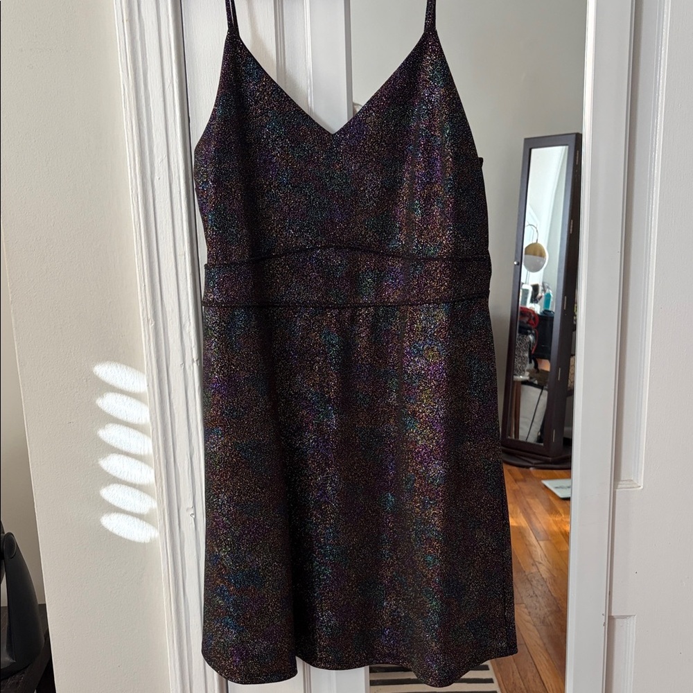 Monteau Black, Purple, Green Glitter Mini Dress